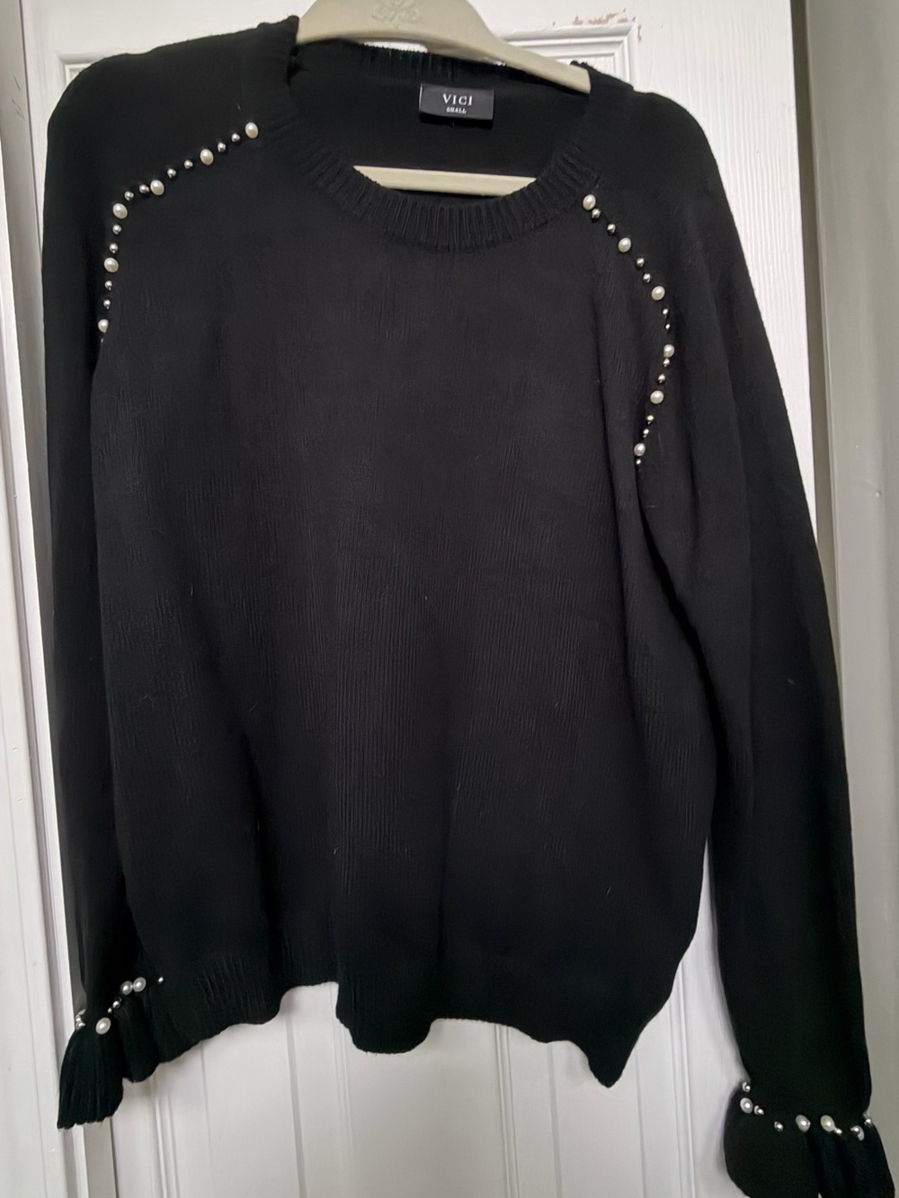 Small VICI Black Pearl-Embellished Sweater
